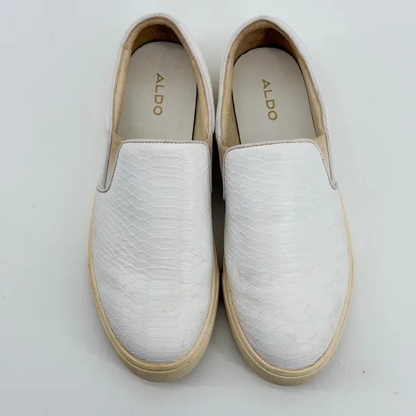 Aldo Womens White Snakeskin‎ Embossed Slip On Sneakers Shoes Size 7.5 US 38 EUR - Image 8