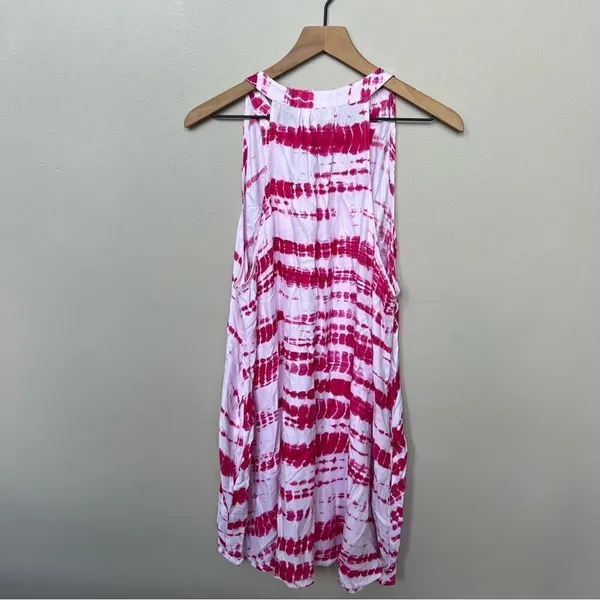 Mud Pie Pink and White Tie-Dye Cover-Up Swing Dress NWT Medium - Image 6