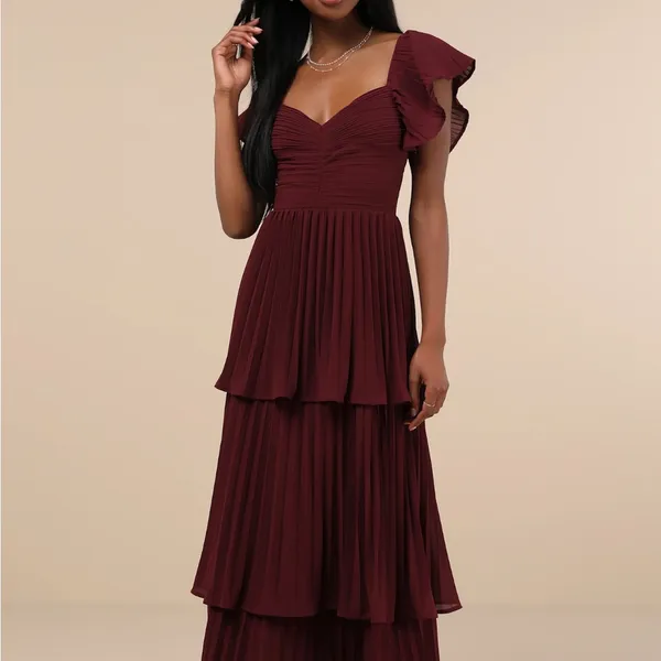 Lulu's Deep Burgundy Maxi Dress - Image 4
