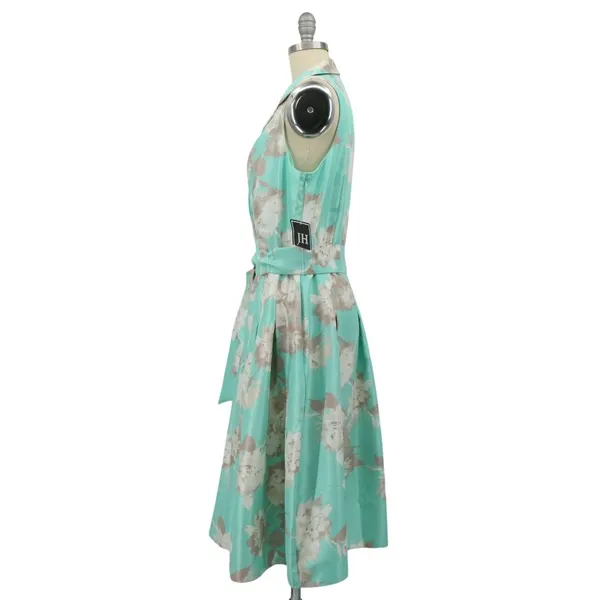 NWT JH Collectibles Floral Belted Faux Wrap Collared Sleeveless Midi Dress 12 - Image 3