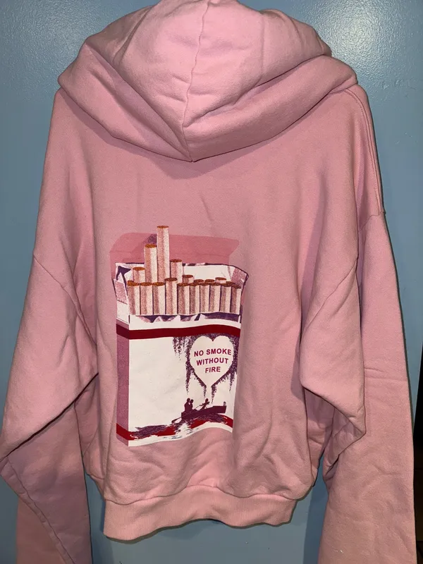 Boys Lie Hoodie No Smoke Without Fire Baby Pink - Image 4