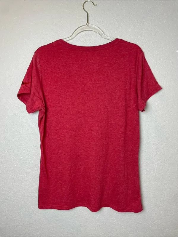 NFL Women's Red V-Neck Tee with Shiny Red Foil Logo Size XL - Image 7