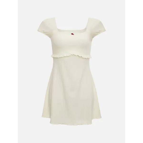 Frankies Bikinis x Sydney Sweeney Rue Pointelle Mini Dress Vanilla Ivory - Image 2