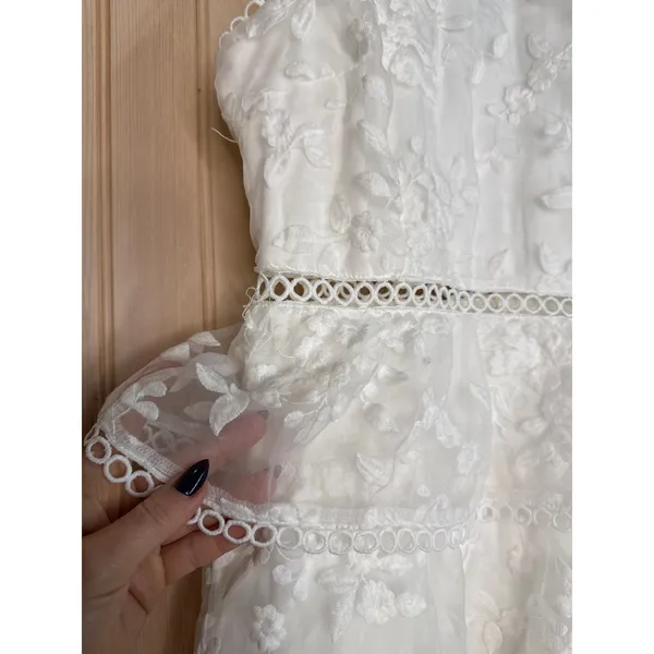 Lulus Look So Sweet White Embroidered Lace Mini Dress Cocktail Engagement Large - Image 5