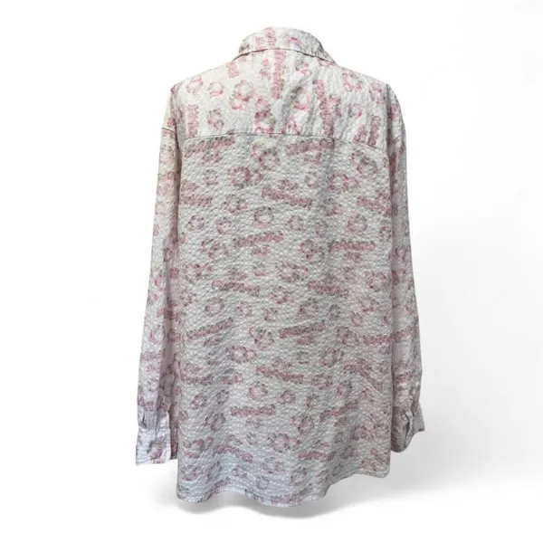Aerie Wicked Shirt XL Pink White Button Up Seersucker Romantic Floral Indie New - Image 5