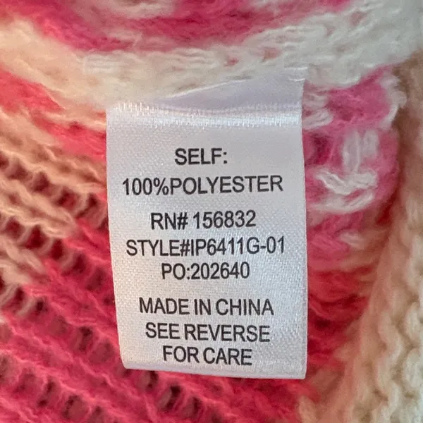 BiBi Pink and Cream Checkered Chunky Sweater Size M - Image 7