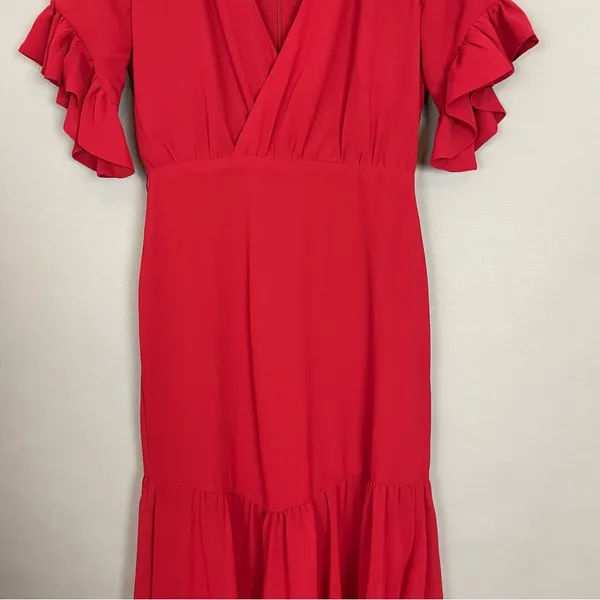 Revolve Dress Privacy‎ Please Red Lobster Asymmetrical Sz XS Ruffle Gown NO BELT - Image 5