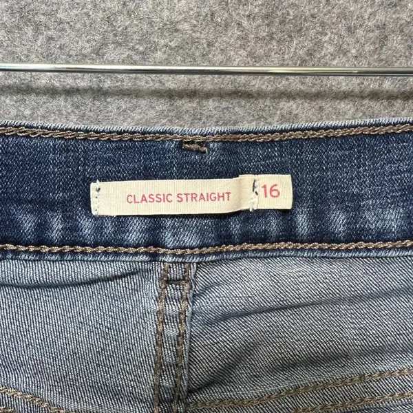Levi's Cutoff Denim Shorts Sz 16‎ Distressed Raw Hem Mid Rise Frayed Ripped - Image 5