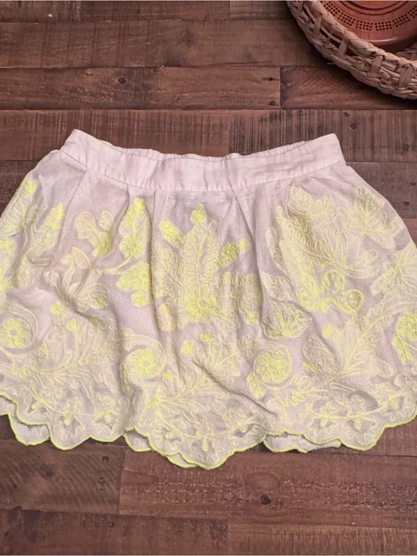 ANTHRO VANESSA VIRGINIA Embroidered Neon Mini Skirt - Image 4