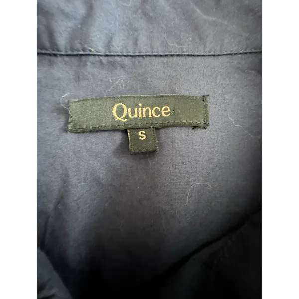 Quince 100% Organic Cotton Poplin Balloon Sleeve Shirt Small Ruched Blue #AAA7-6 - Image 2
