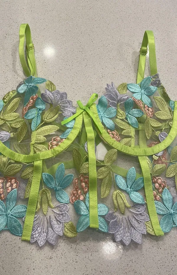 Mesh Bustier Lingerie Top Green Size M - Image 3