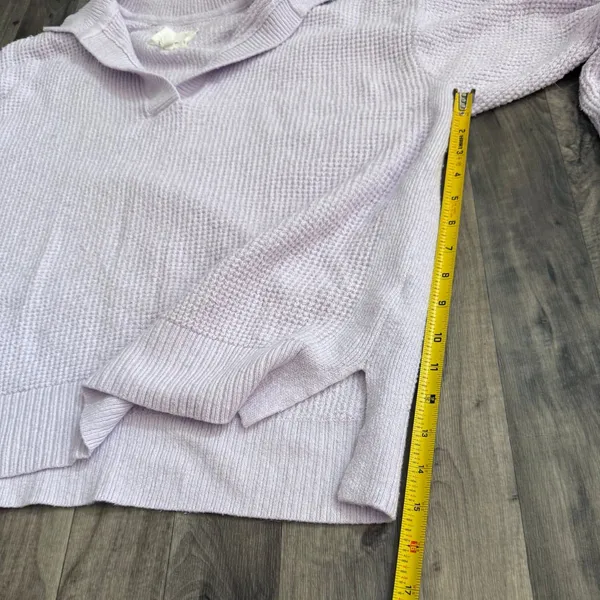 Aerie light pastel purple waffle knit collared oversized cozy sweater - Image 5