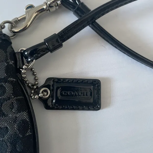 Coach Patent Leather CC Black and Silver Wristlet - Image 4