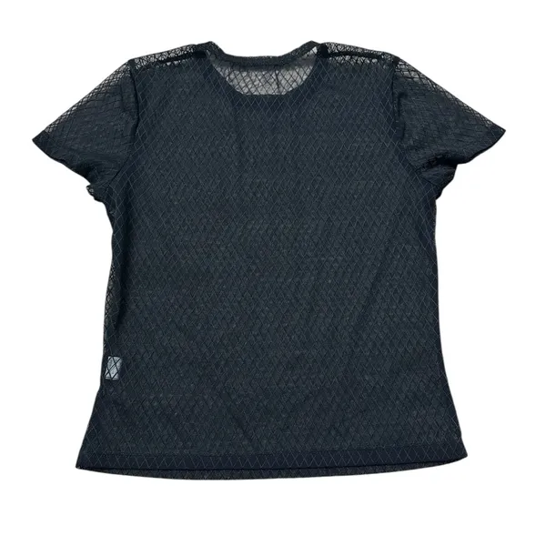 Womens Black Goth Sheer Mesh Top Short Sleeve Rave Festival Gothic Size Large - Image 5