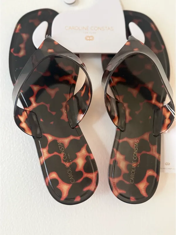 Caroline Constas New York Tortoise Jelly Thong Sandals Black/Brown S 10 Womens - Image 3