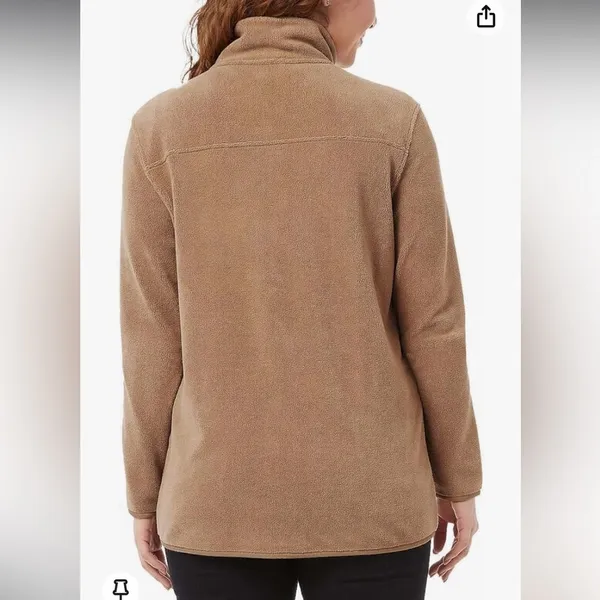 32 Degrees Heat Tan Brown Midweight Snap Arctic Fleece Pullover Large Comfy - Image 7