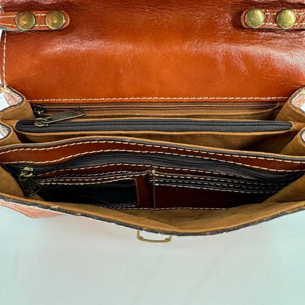 Patricia Nash Brown Tooled Leather Lanza Crossbody Bag & Clutch - Image 10