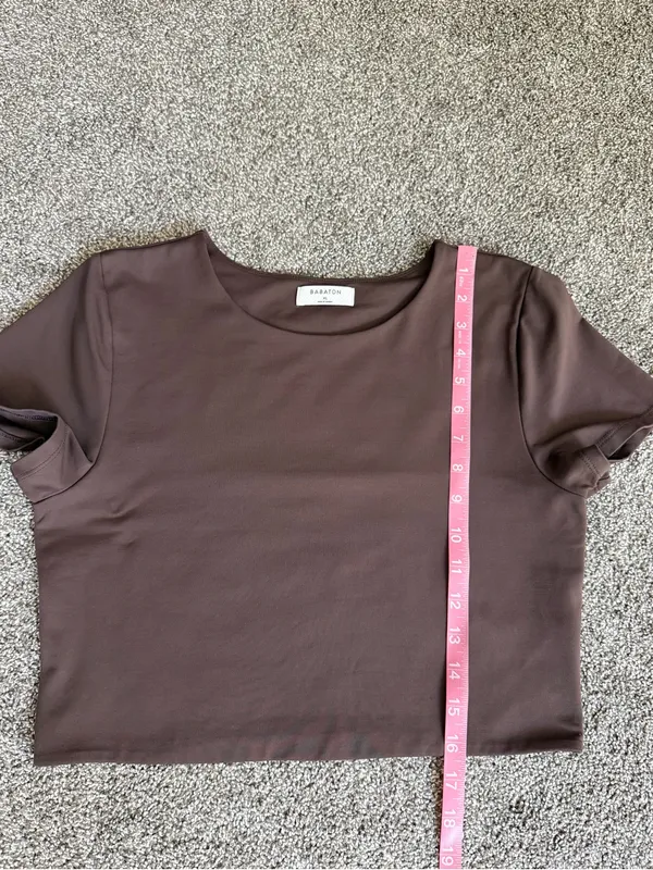 Babaton Sculpt Knit Brown Cropped Short Sleeve Top XL - Image 7