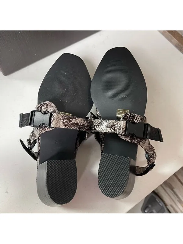 Rebels Vegan Leather Slingback Mule Reptile Snake Print Gray Slipons Sz 7.5 NWT - Image 14
