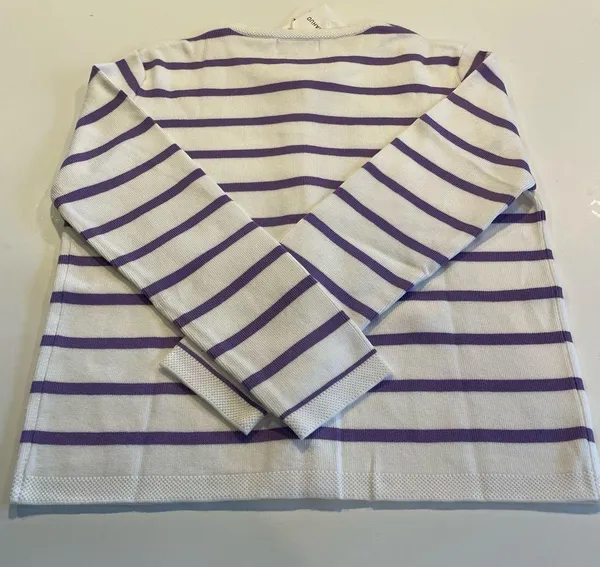 LATAHUO Women Gold Button Down Cardigan Lavender White Crew Neck size Medium - Image 10
