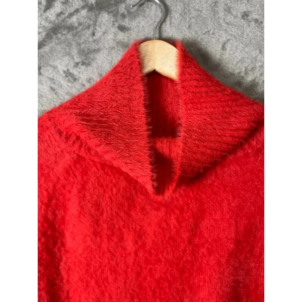 MERSEA Chalet Poncho Sweater Aperol Orange Cowl Neck Cozy Luxe Cape‎ Knit - Image 4