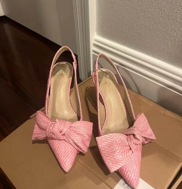 Antonio Melani Lenore Raffia Bow Slingback Pumps, Size 6 - Pink Salt - Image 3