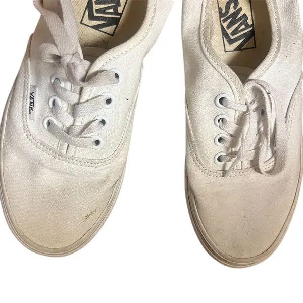 Vans Women's Authentic White Canvas Lace-Up Sneakers Size 6 - Image 4