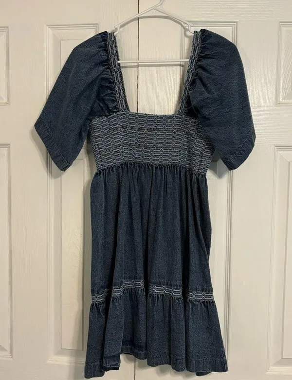Free People Easy to Love Denim Mini Dress - Image 3