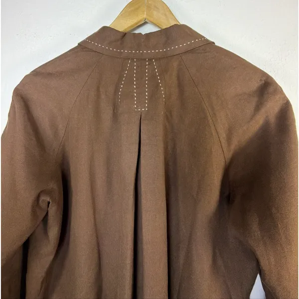 Coldwater Creek Jacket Womens Medium Brown Linen Bld Lined Hook Closure western - Image 10
