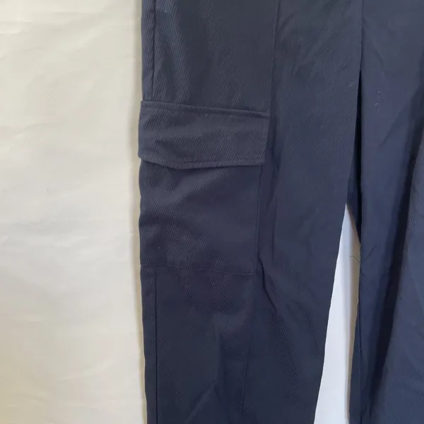 Zara blue cargo pants trousers pockets high waist‎ women's size 6 casual comfort - Image 2