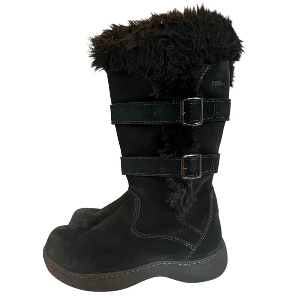 L.L. Bean TEK2.5 Waterproof 7.5 Winter Boots Womens Zip Black Suede Buckle Strap - Image 3