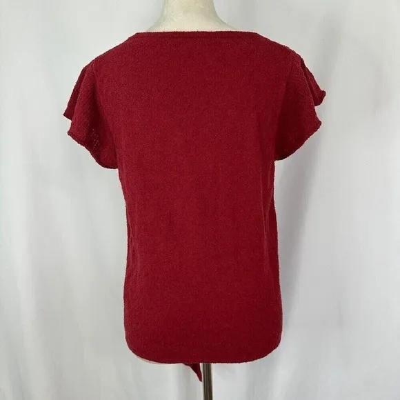 Madewell Marin Tie Front Sweater Tee In Deep Crimson Womens‎ XL - Image 4