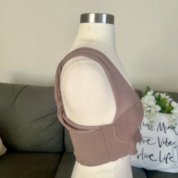 Taupe F21 Ribbed Bustier Crop Top - Image 5
