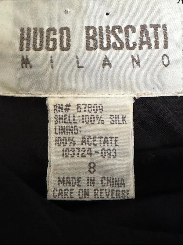 HUGO BUSCATI Milano Vintage Black 100% Silk Sleeveless Little Black Dress Size 8 - Image 8