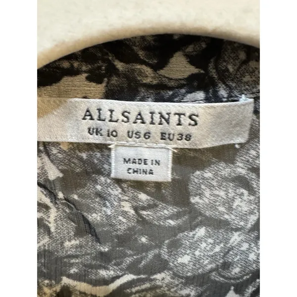 AllSaints Eley‎ Rosey dress featuring a sheer dark floral print Size 6 - Image 8