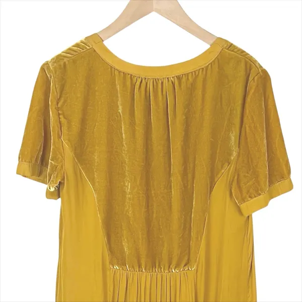 Anthropologie Maeve Ingrid Velvet Tunic Dress in Golden Yellow Size Medium - Image 5