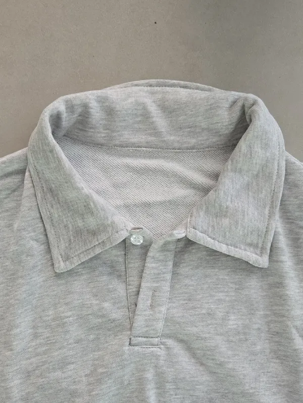 NWT! Commense Light Gray Minimalist Polo Sweatshirt Size XS - Image 4
