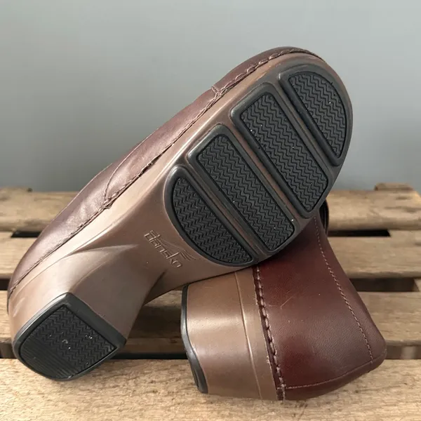 Dansko Stacie Brown Leather Slip-On Clogs Size 6.5-7 EU 37‎ Booties Fall A25 - Image 8