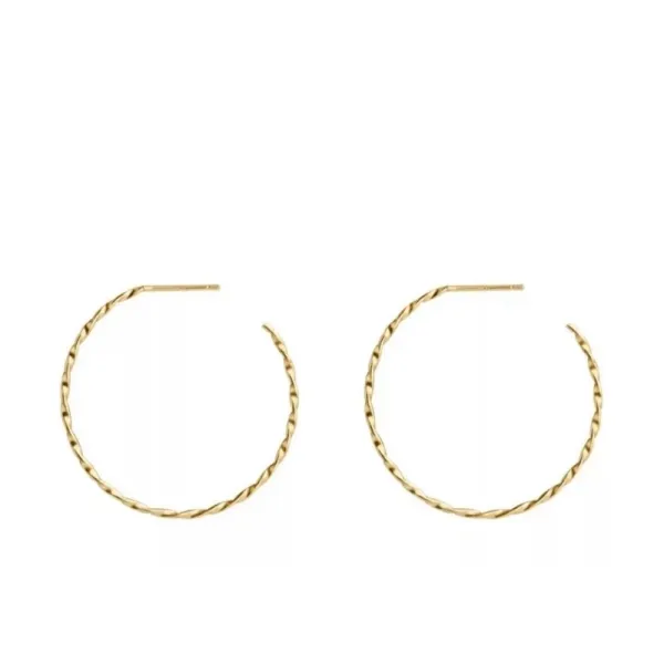 Beautiful Twist‎ 14k Gold Plated Sterling Silver Hoop Earrings, 4.2cm - Image 7