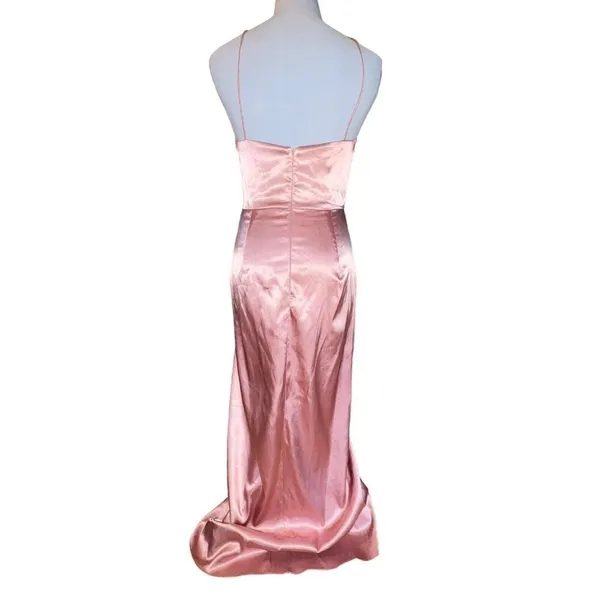 After‎ Six Desert Rose Charmeuse Halter Midi Dress Draped Tulip Skirt 6829 Sz 2R - Image 6