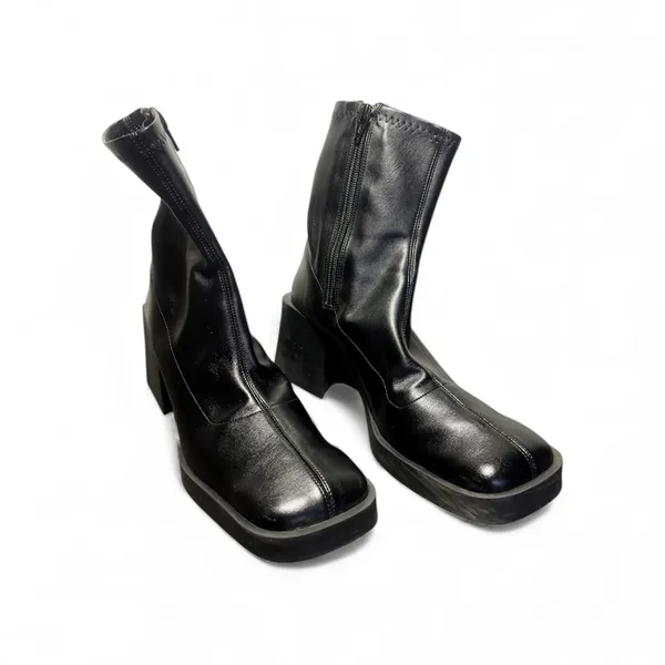 JUSTINE CLENQUET Lucy Black Vegan Leather Sock Boots - Image 2