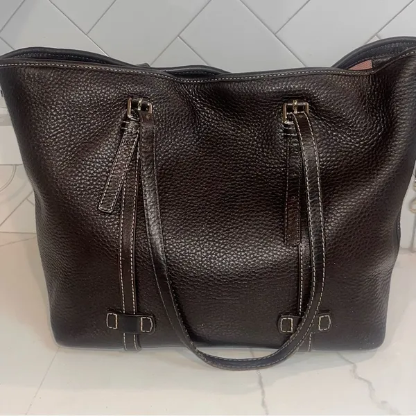 Dooney & Bourke Pebble Grain Tote Brown Leather Shoulder Bag - Image 4