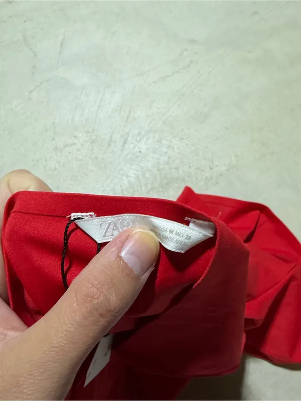 Zara NWT Strapless Red tube Top medium MSRP$30 - Image 9