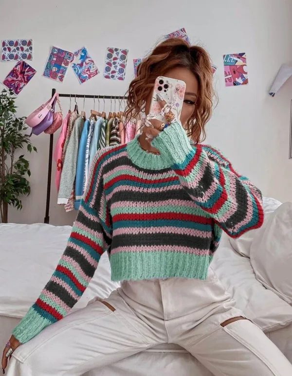 ASOS Striped crop sweater - Image 4