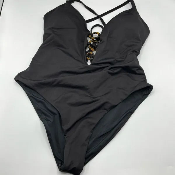 Aqua Lounge Black One Piece Swimsuit Sz L - Image 10