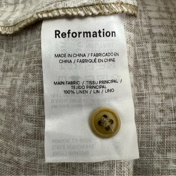 Reformation Olive Sleeveless Linen Crop Top In Size Small - Image 6