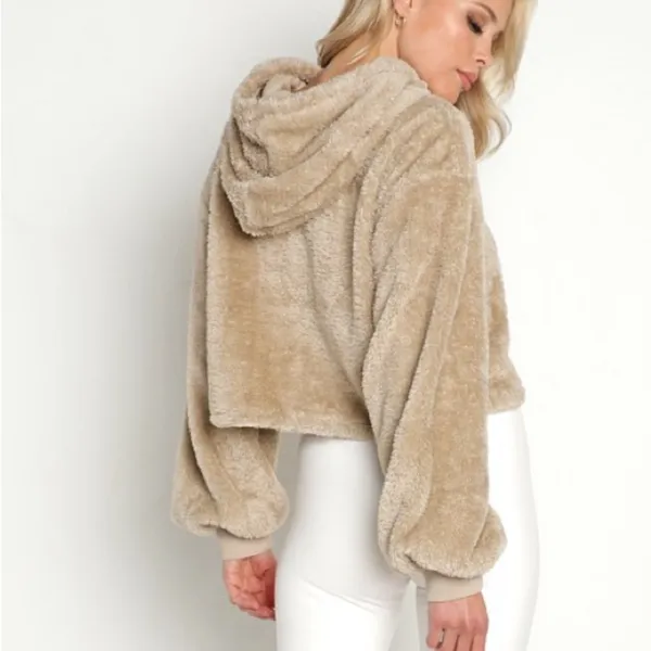 Beach Riot Shayla Teddy Crop Sweatshirt Top - Image 3