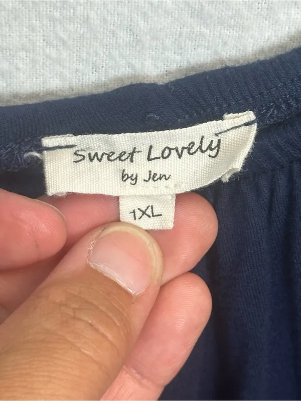 Sweet Lovely by Jen Navy Blue Maxi Dress 1XL Flutter Sleeve Stretch Boho - Image 5