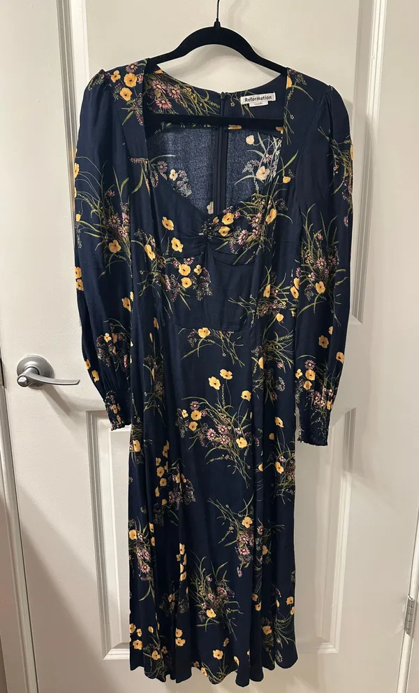Navy Floral Dress - Image 3