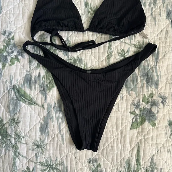 Vitamin A Cosmo Ecorib Bikini Set 6 S Black Gold Rings - Image 6